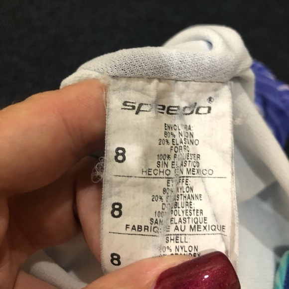 Speedo Blue & Purple Striped Padded One Piece Swimsuit Size 8 - Picture 6 of 8